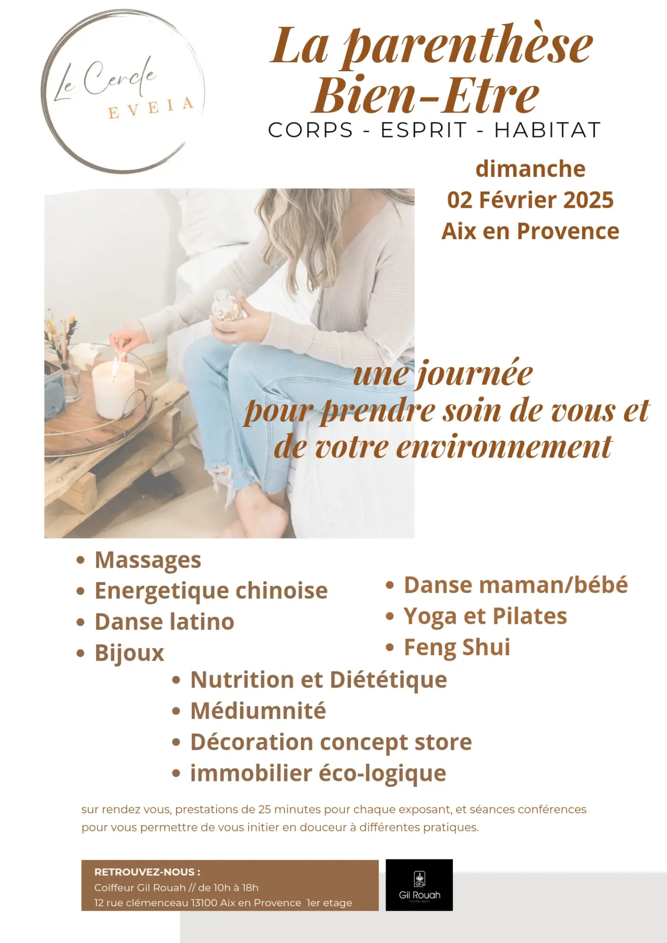 5CHRONICITE - LTB Feng Shui Design participera à la journée « Parenthèse Bien-Être » organisée par Le Cercle EVEIA sur Aix en Provence le Dimanche 2 février 2025