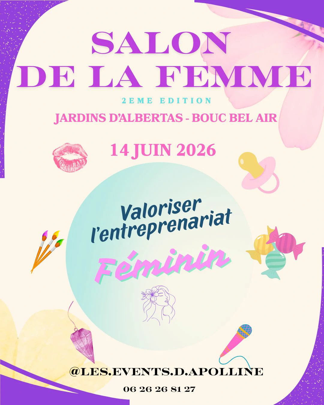 5CHRONICITE - HARMONIEUSEMENT VOTRE - Harmonieusement Vôtre participera au salon de la FEMME le 14 juin 2026. Ce salon aura lieu aux Jardins d'Albertas - Bouc Bel Air - qui est organisé par les Events d'Apolline